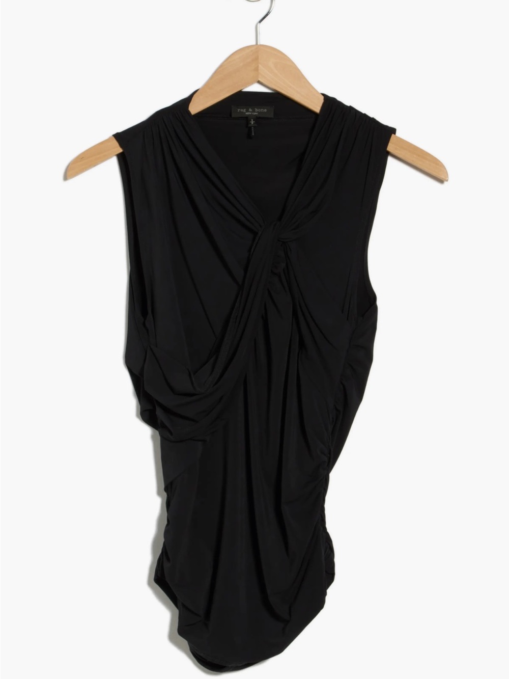 rag & bone Black One-Shoulder Draped Twist Dress